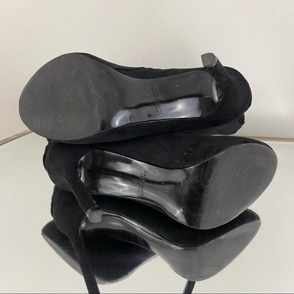 ZARA Black Faux Suede Stiletto Ankle Bootie Heels NEW - Picture 8 of 12